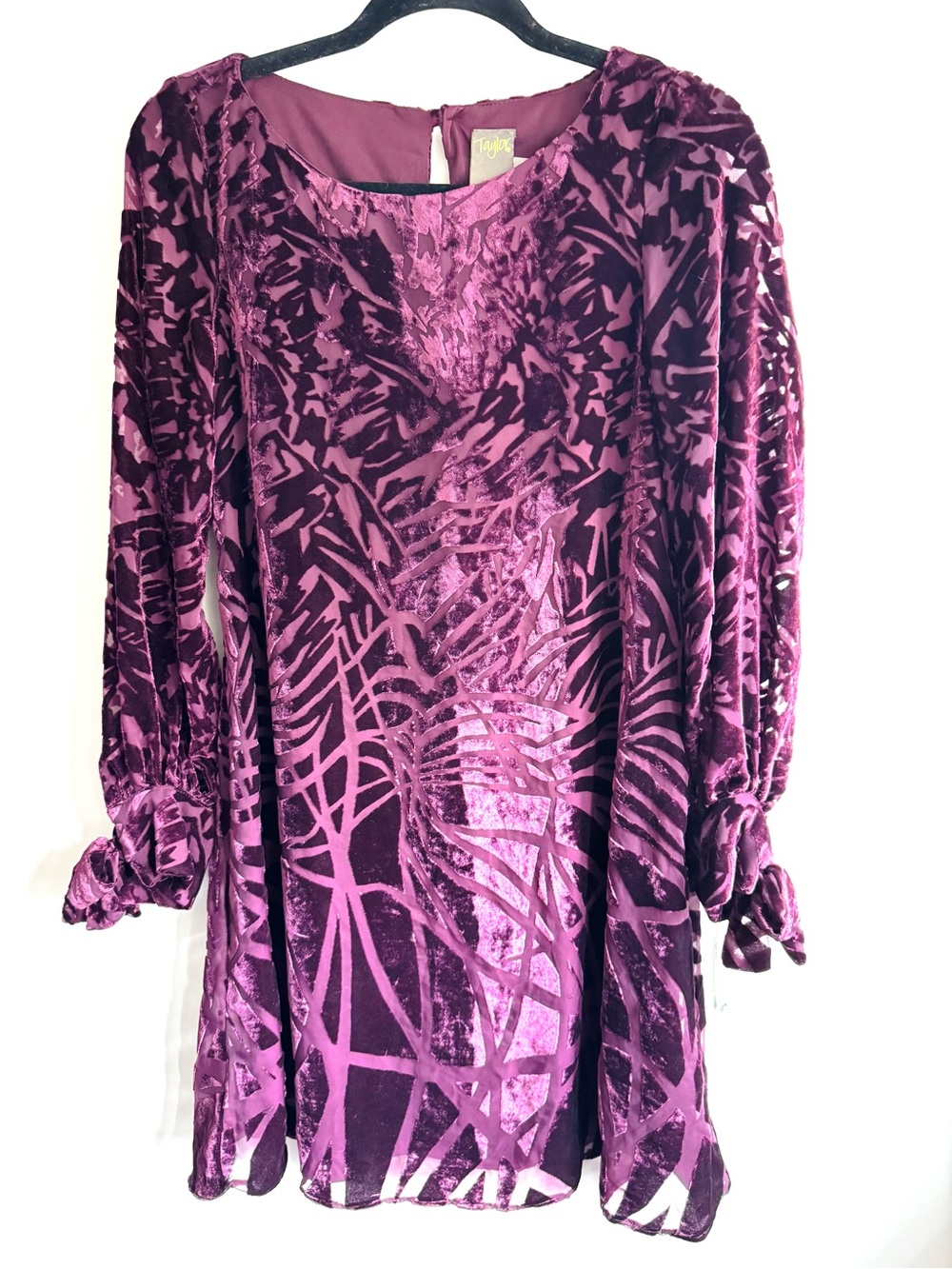 R&M Richards Velvet Burnout Tunic Dress - Plum. Sz-2 NWT